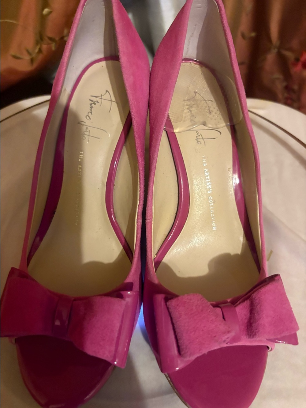 Vibrant Pink Bow Peep-Toe Women's Pumps